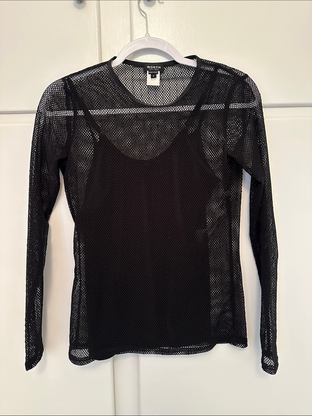 LIKE NEW Worth New York Black Mesh Long Sleeve Top Blouse